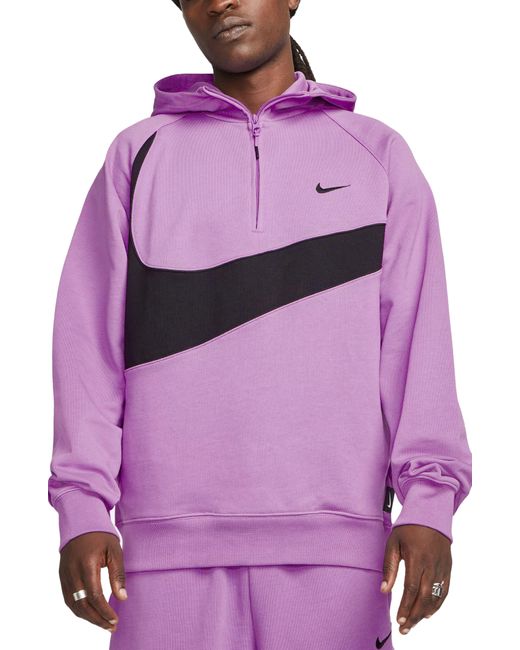Nike Oversize Swoosh Half Zip Hoodie in Purple for Men | Lyst