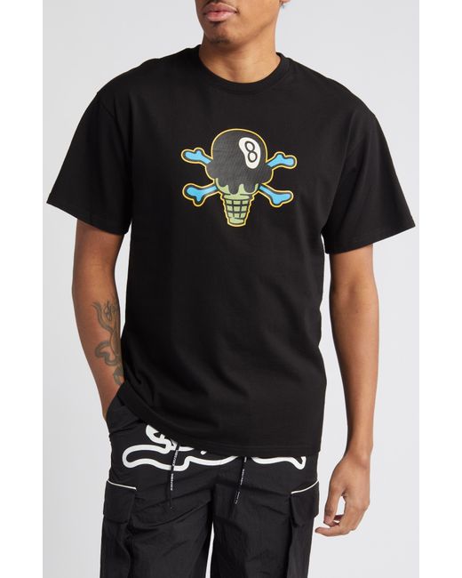ICECREAM Black Eight-ball Cotton Graphic T-shirt for men