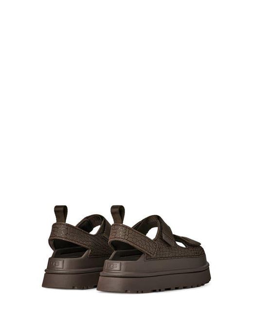 Ugg Brown Goldenglow Embossed Platform Sandal
