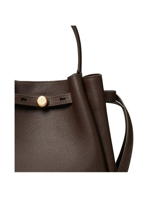 Tory Burch Black Romy Pebble Leather Bucket Bag