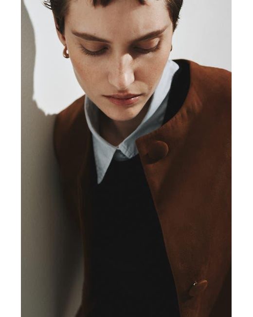 H&M Brown Collarless Jacket