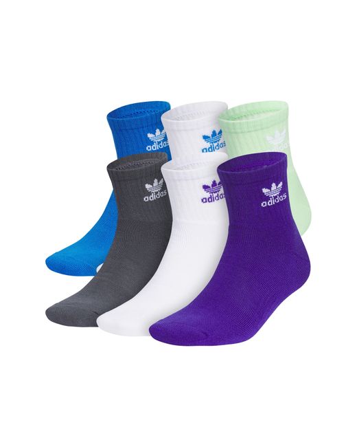Adidas Blue Assorted 6-pack Performance Quarter Crew Socks for men