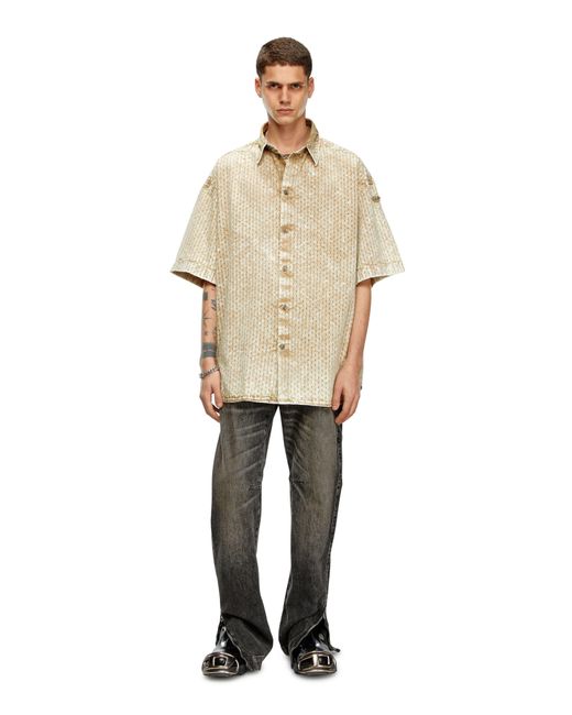 DIESEL Natural Diesel S-lazer Oversize Short Sleeve Button-up Shirt for men