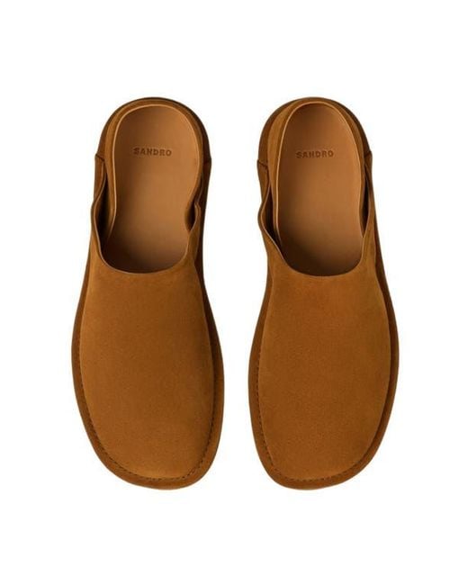Sandro Brown Split Leather Slippers for men