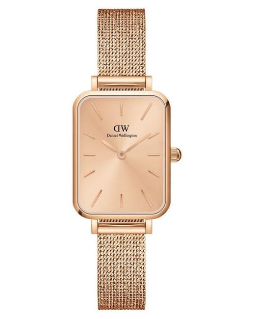 Daniel Wellington Natural Quadro Unitone Mesh Strap Watch, 20Mm X 26Mm