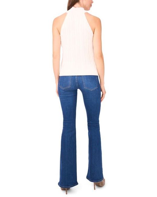 Halogen® Blue Turtleneck Cable Stitch Cotton Sweater Tank