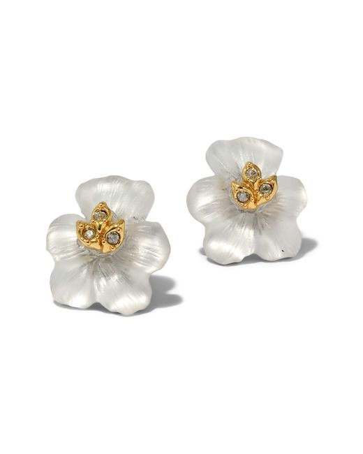 Alexis White Pansy Lucite Flower Stud Earrings
