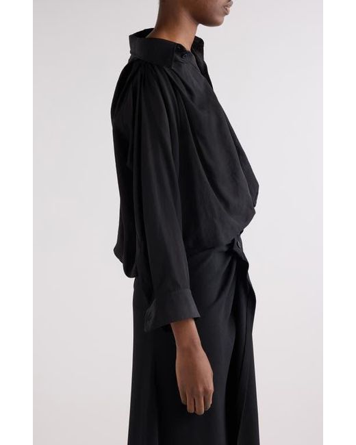 Balenciaga Black One-Shoulder Button-Up Shirt