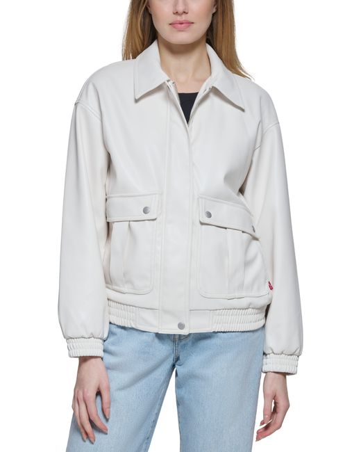Levi's Faux Leather Dad Jacket in Gray | Lyst