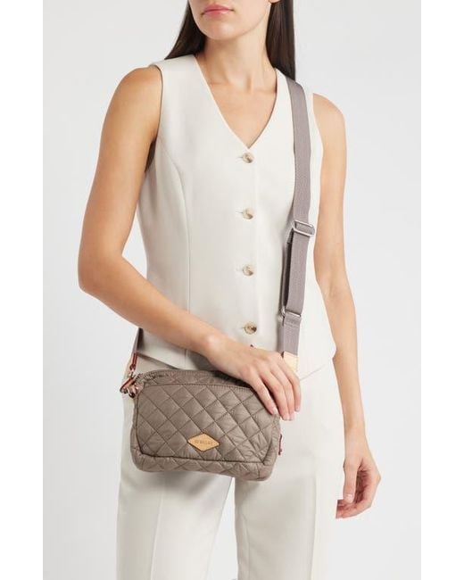 MZ Wallace Brown Small Metro Quilted Nylon Camera Bag
