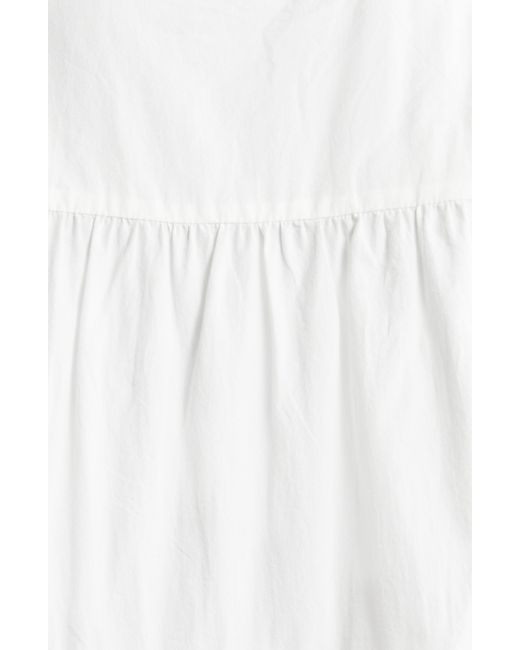 Wayf White Addison Tiered Cotton Mini Shirtdress