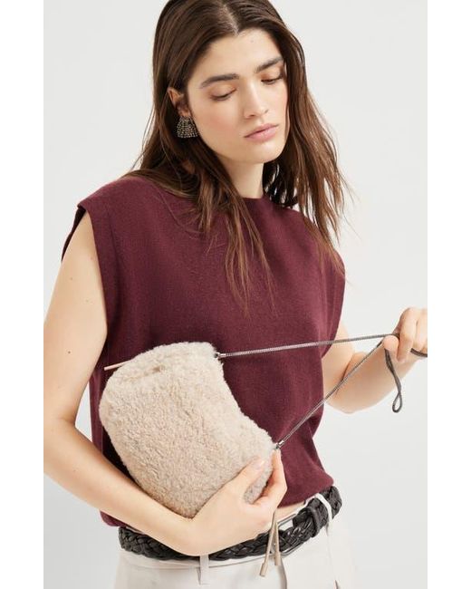 Brunello Cucinelli Natural Shearling Mellow Mini Bucket Bag