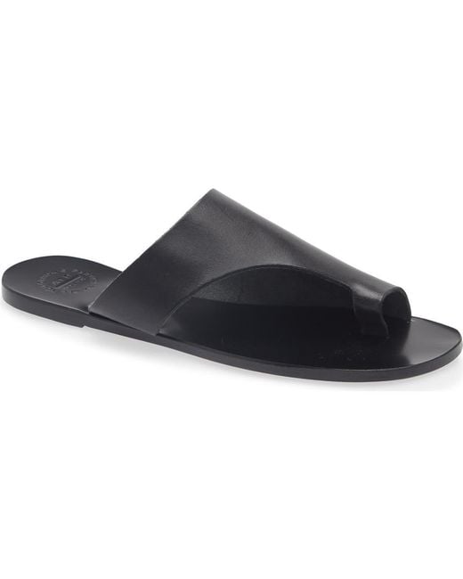 Atp Atelier Black Rosa Toe Loop Sandal