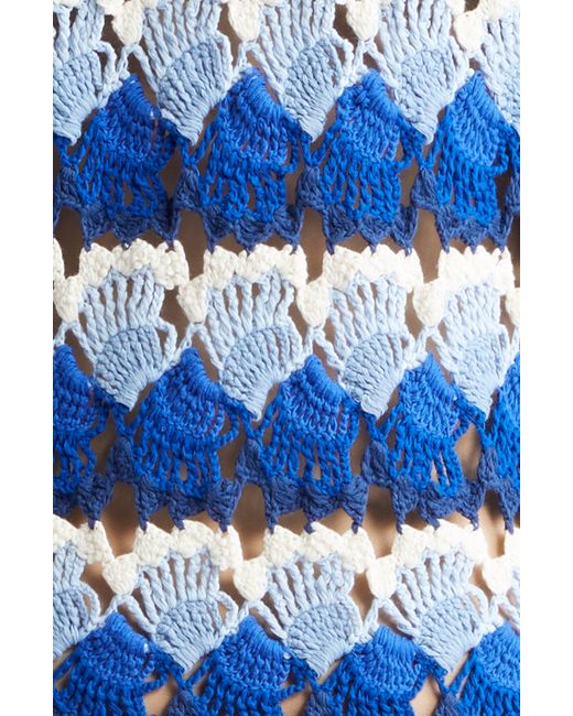 Farm Rio Blue Semisheer Crochet Cover-up Dress