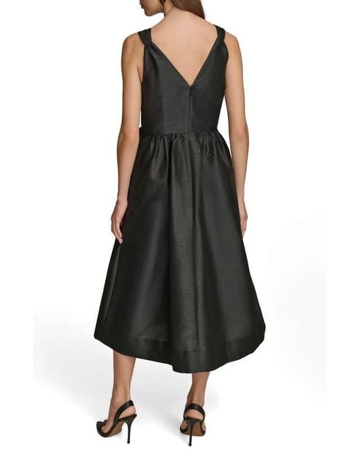 Donna Karan Black Bow Fit & Flare Midi Cocktail Dress