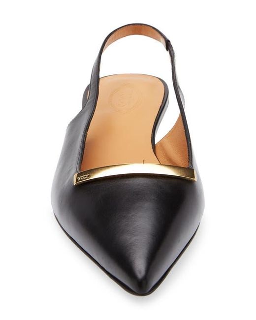 Tod's Black Barretta Pointed Toe Slingback Flat