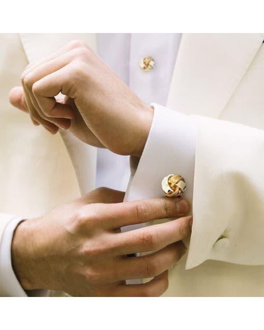 Link Up Metallic Classic Knot Cufflinks And Stud Sets for men