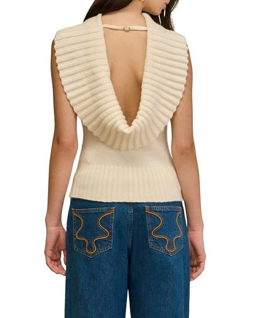 Cult Gaia Blue Chen Cowl Neck Wool Blend Top