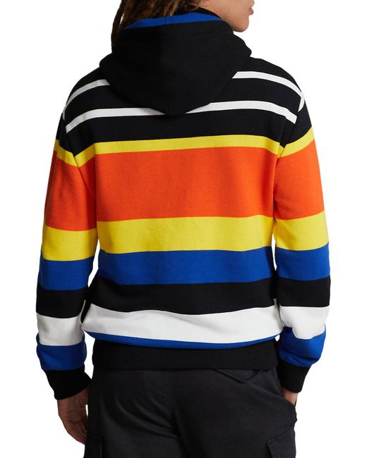 Polo Ralph Lauren Black Stripe Logo Fleece Graphic Hoodie for men