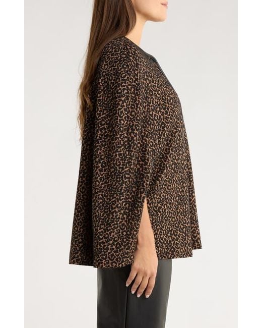 Kasper Brown Leopard Jacquard Cape