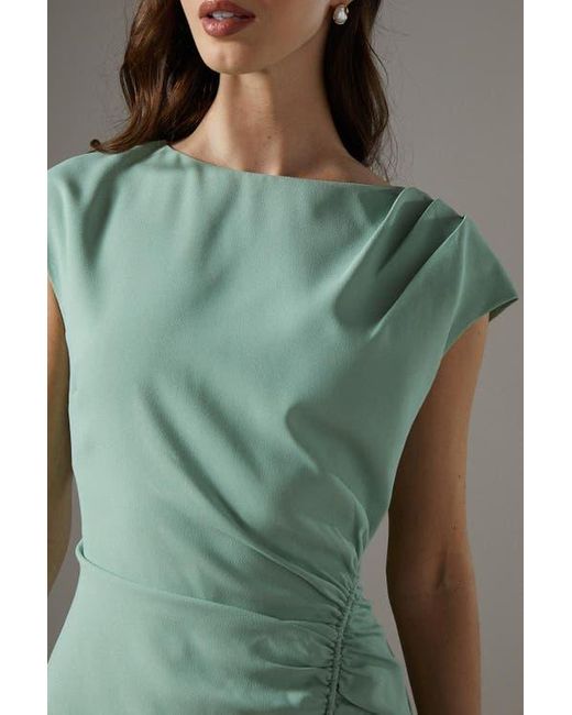 Coast Green Drape Side Cap Sleeve Midi Dress