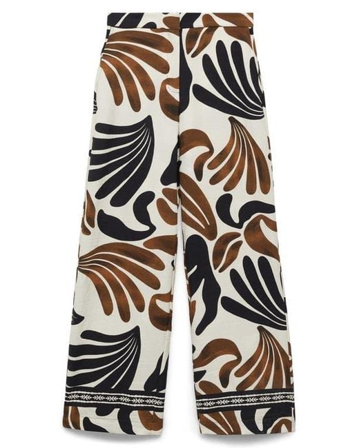 Mango White Karina Print Wide Leg Pants
