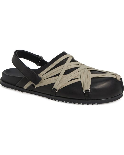 Rick Owens Black Megalace Granola Slingback Clog for men