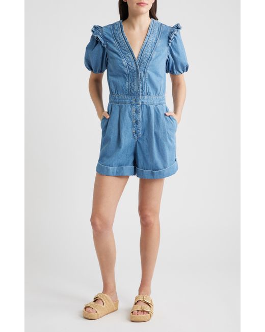 Farm Rio Blue Ruffled Romper
