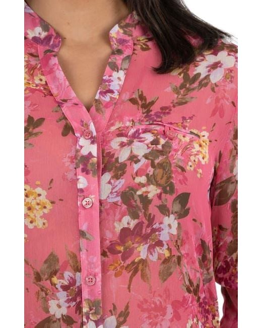 Kut From The Kloth Red Jasmine Chiffon Button-Up Shirt