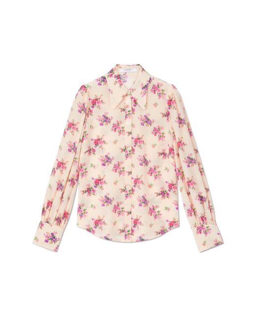 L.K.Bennett Pink Sonya Bouquet Print Silk Button-up Shirt
