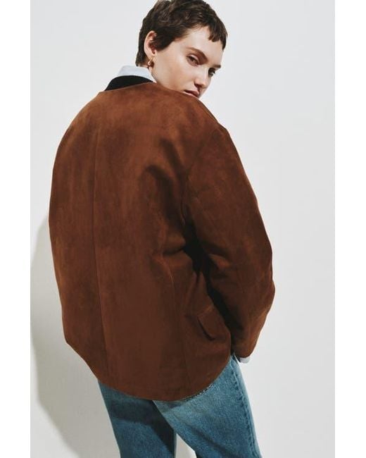 H&M Brown Collarless Jacket