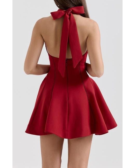House Of Cb Red Loulette Halter Minidress
