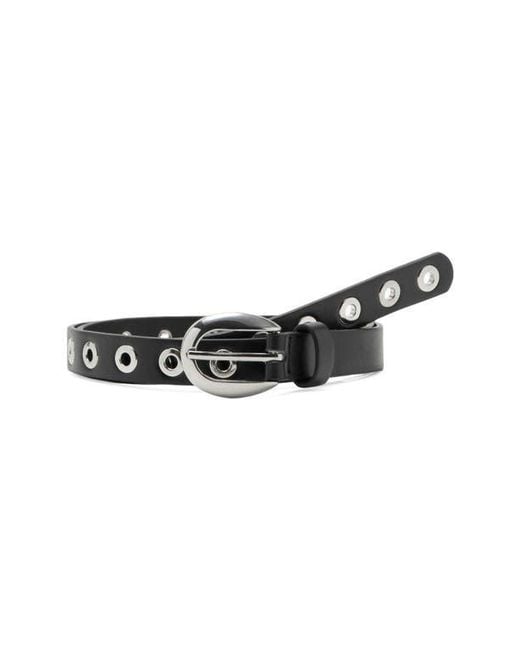 Mango Black Thin Eyelets Belt