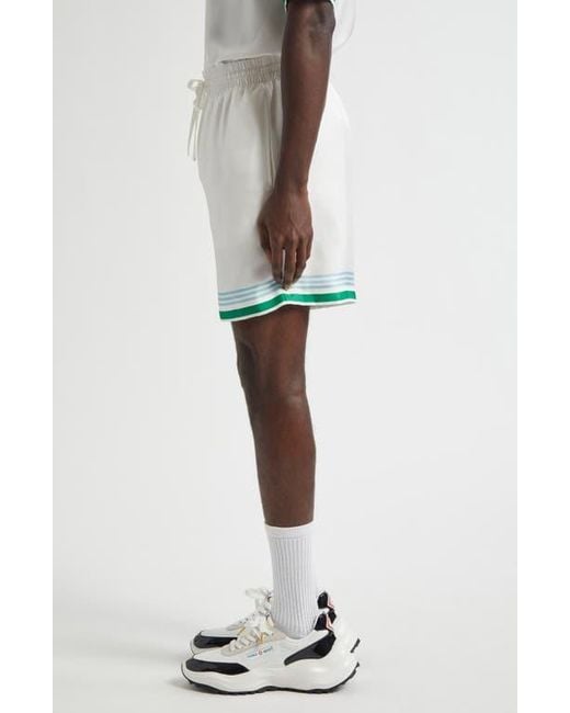 Casablanca White Silk Drawstring Shorts for men