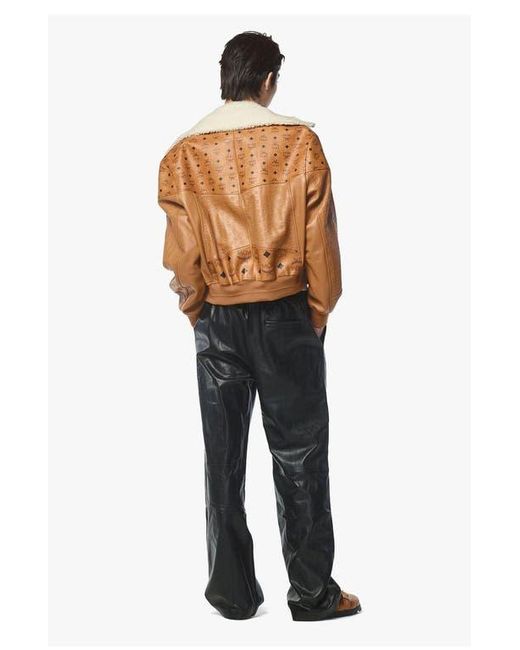 MCM White Shearling Bomber Jacket for men