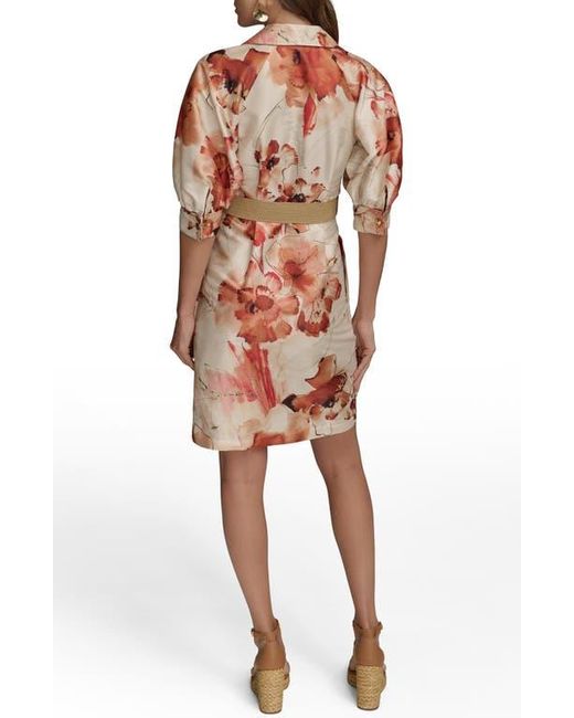 Donna Karan Brown Floral Print Shirtdress