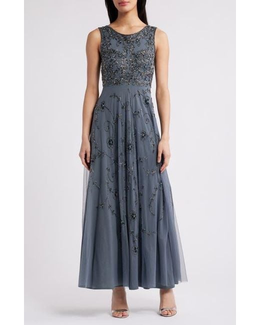 Pisarro Nights Blue Embellished Cocktail Dress With Open Front Jacket