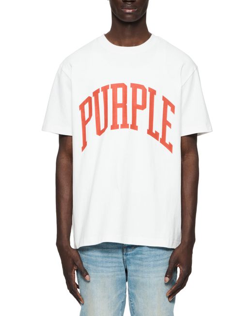 Purple Brand Oversize Heavyweight Logo Graphic Tshirt in White for Men