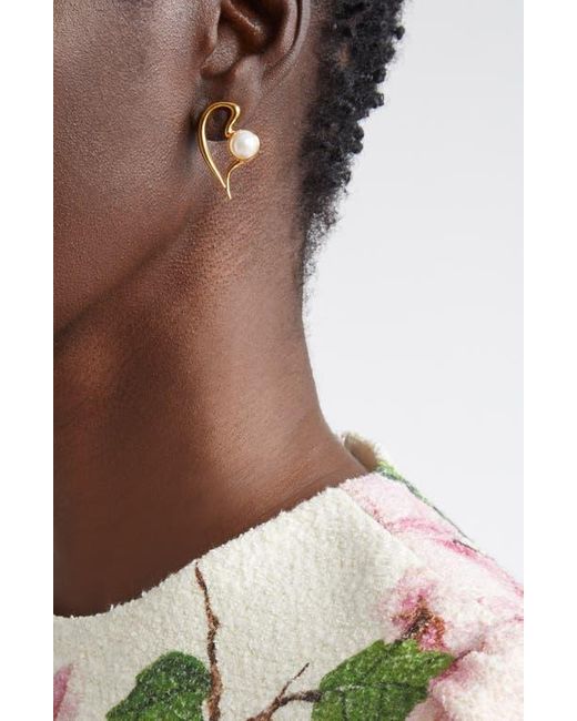 Oscar de la Renta Metallic Small Heart Faux Earrings