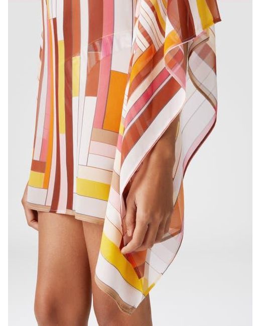 Missoni Orange Short Printed Silk Kaftan With Wide Sleeves