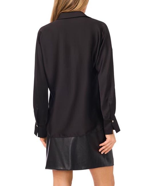 Halogen® Black Charmeuse Button-Up Shirt