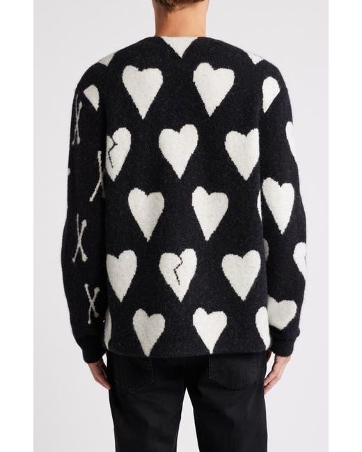AllSaints Black Bonebreak Heart Alpaca & Wool Blend Cardigan for men