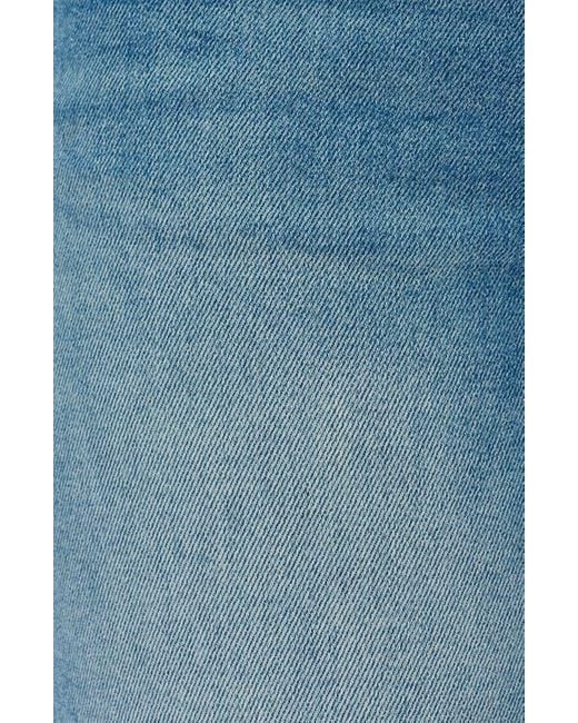 Bayeas Blue Ripped Mid Rise Slim Straight Leg Jeans