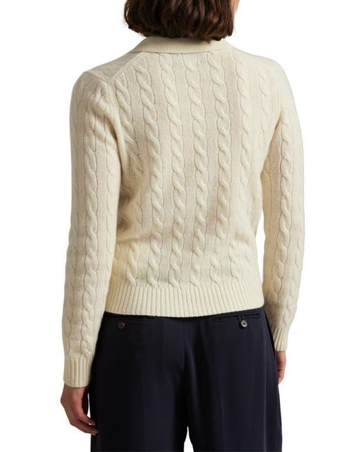 Polo Ralph Lauren Multicolor Cable Stitch Wool & Cashmere Polo Sweater