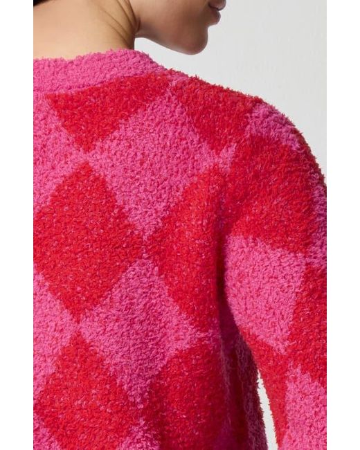 Florence By Mills Red Crop Argyle Chenille Sweater