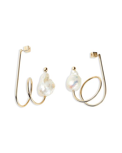 Lafayette 148 New York Metallic Fluid Baroque Pearl Earrings