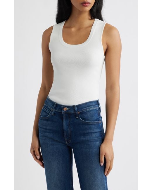 Mango White Sleeveless Rib Top