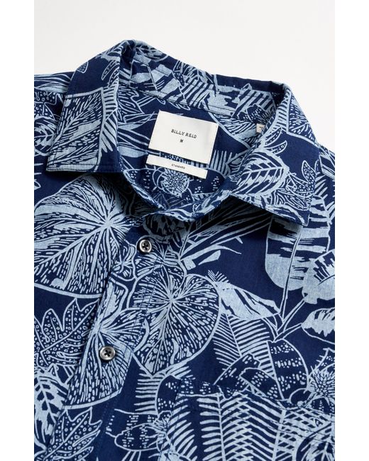 Billy Reid Blue Floral Short Sleeve Button-up Shirt for men