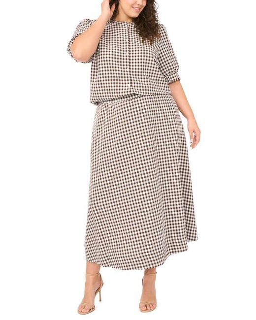 Halogen® Multicolor Puff Sleeve Front Button Top