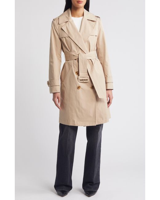 BCBGMAXAZRIA Natural Double Breasted Belted Trench Coat